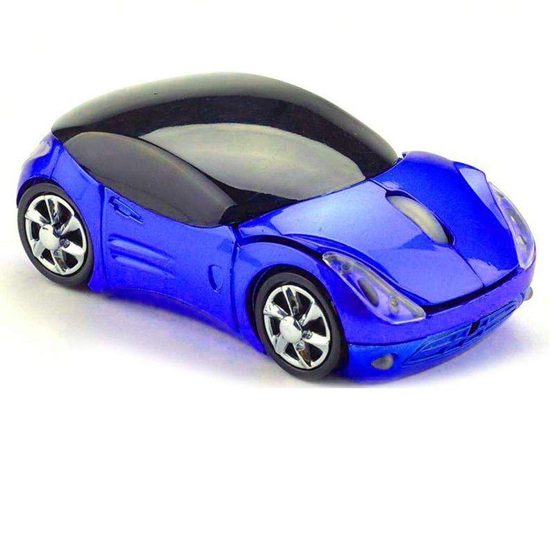 Usbkingdom 2.4GHz Wireless Mouse Cool 3D Sport Car Shape Ergonomic Optical Mice with USB Receiver for PC Laptop Computer Women Small Hands (Blue) - Image 1